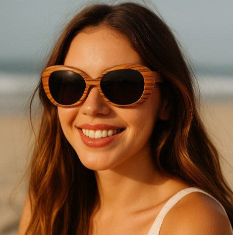 FLORA KALO – Gafas de Sol con Estilo Maxi Vintage en Madera Natural