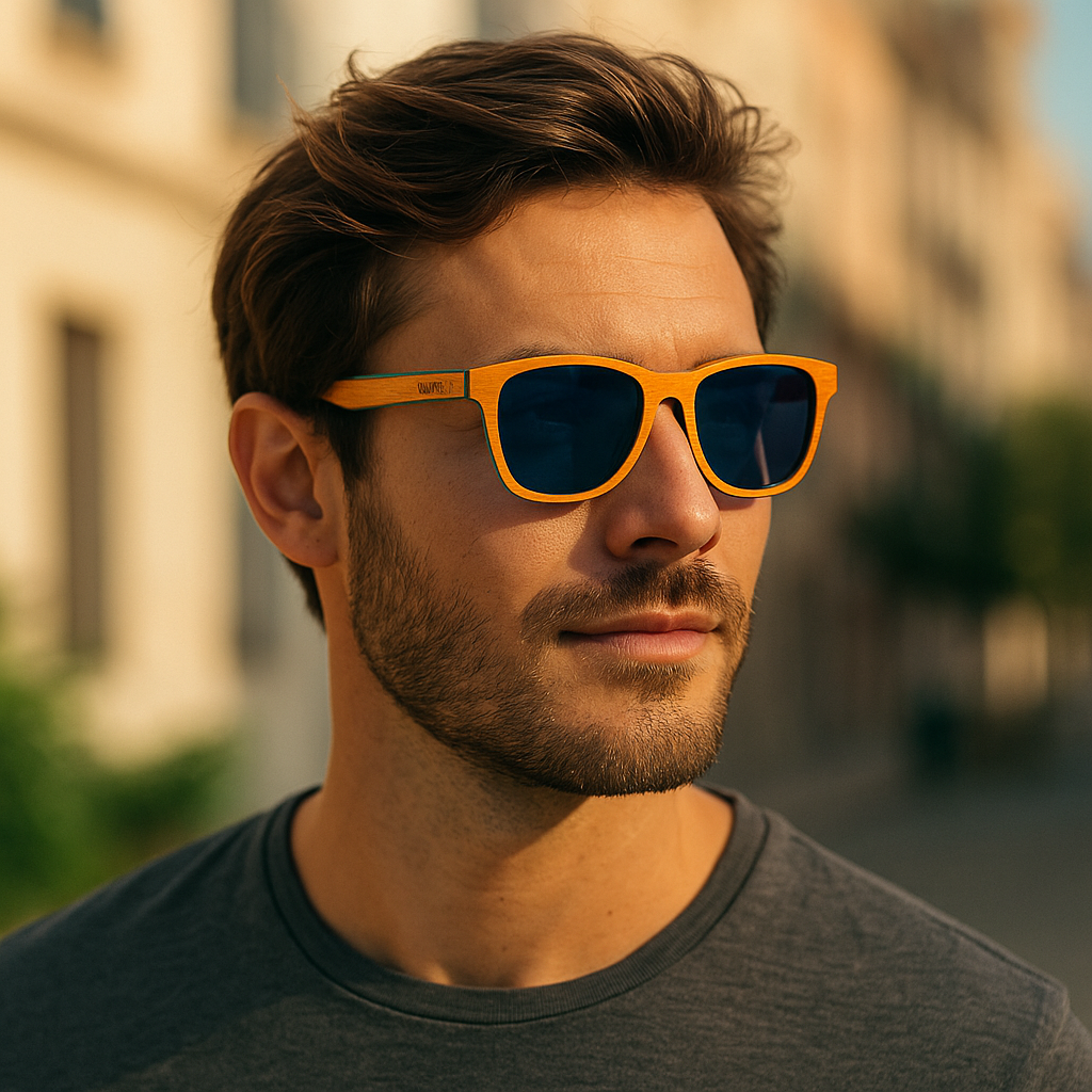 RODNEY CITRIC – Gafas de Sol Polarizadas Estilo Wayfarer en Madera Multicolor