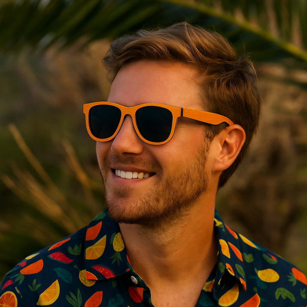 RODNEY CITRIC – Gafas de Sol Polarizadas Estilo Wayfarer en Madera Multicolor