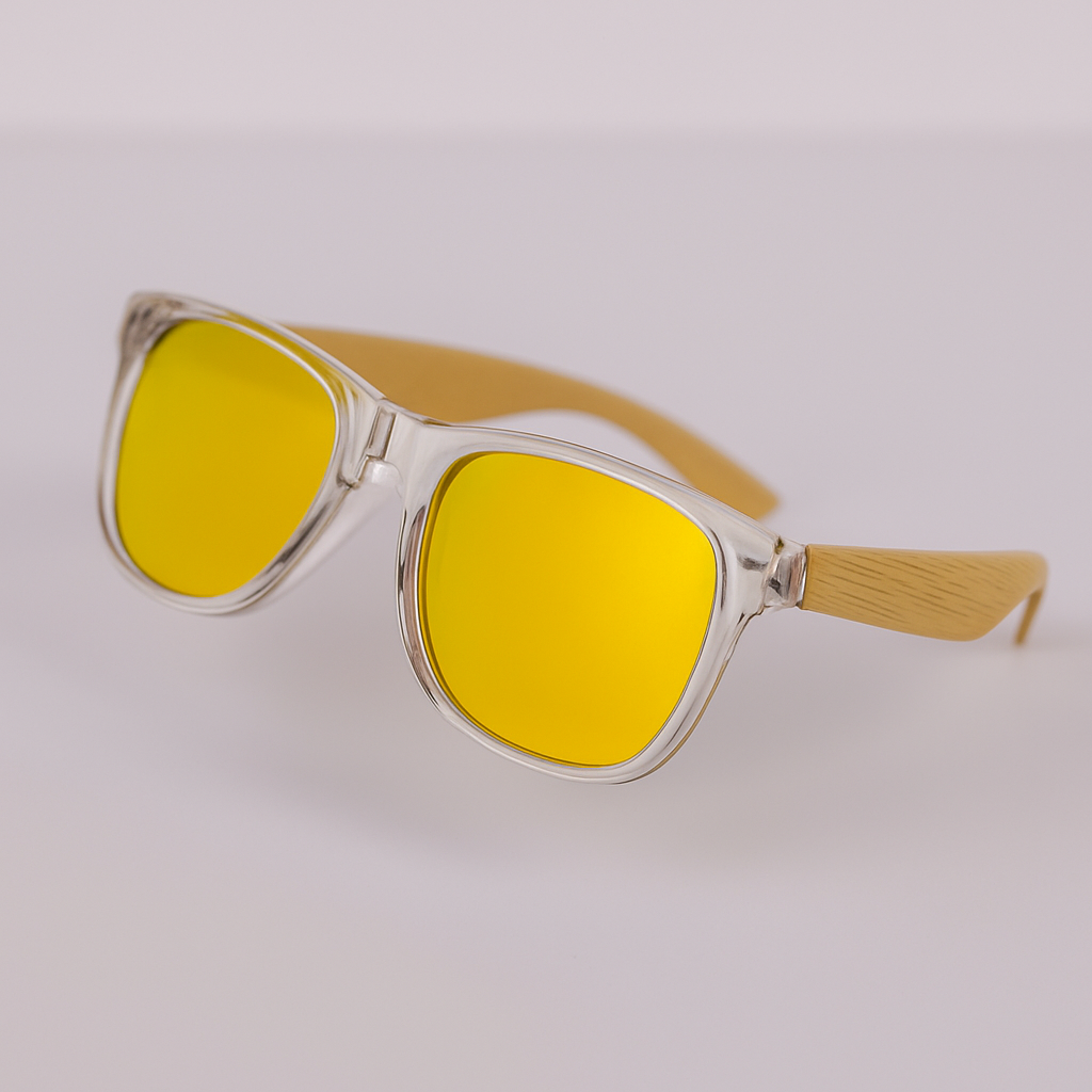 TYRION ROSS - Gafas de Sol Polarizadas de Bambú y Transparencia con Lentes Espejo