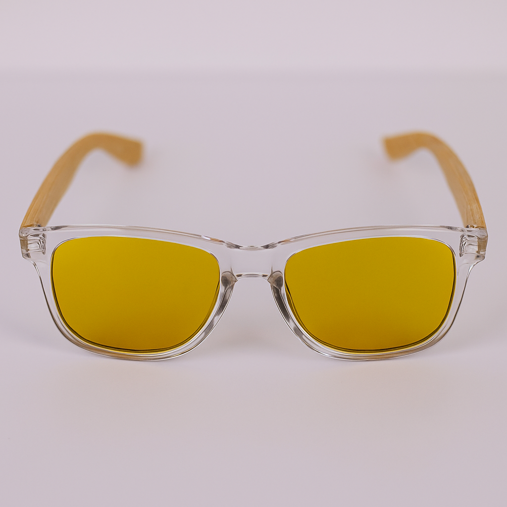 TYRION ROSS - Gafas de Sol Polarizadas de Bambú y Transparencia con Lentes Espejo