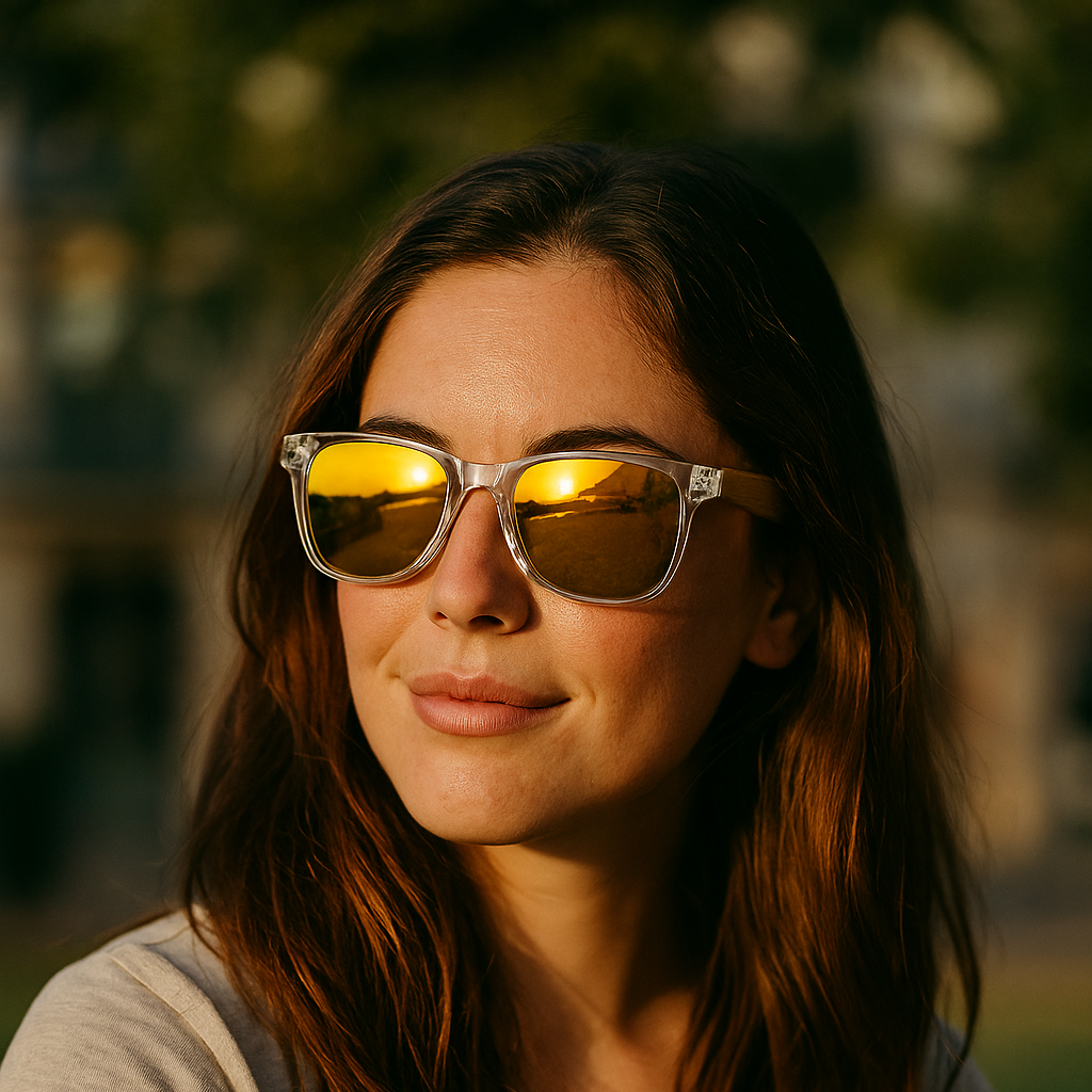 TYRION ROSS - Gafas de Sol Polarizadas de Bambú y Transparencia con Lentes Espejo