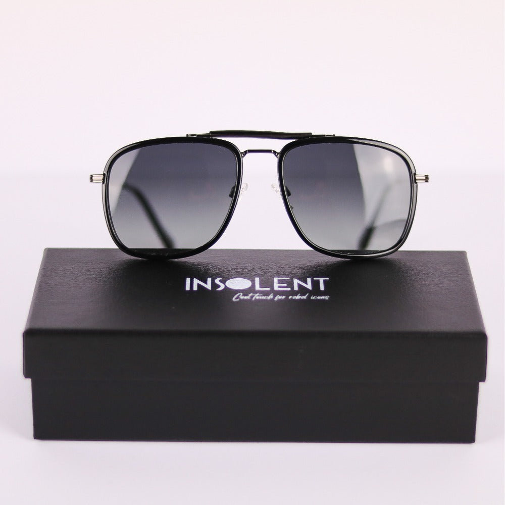 Frontal Gafas de Sol polarizadas BREW ICEMAN caja negra logo INSOLENT