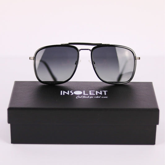 Frontal Gafas de Sol polarizadas BREW ICEMAN caja negra logo INSOLENT