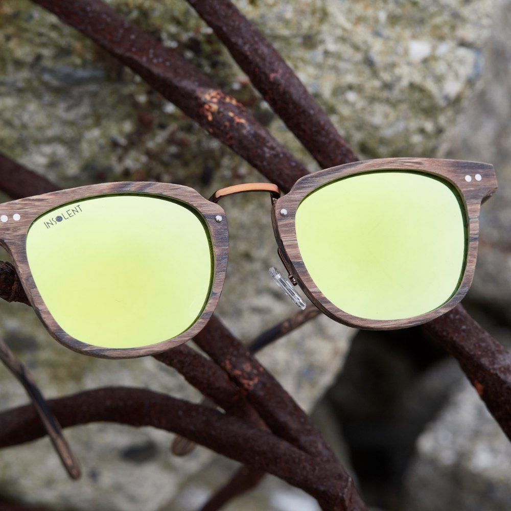 Frontal Gafas de sol polarizadas de madera WOODIE BUDY composición  en aceros